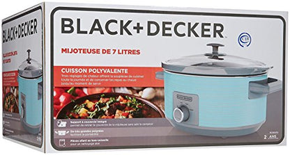 BLACK+DECKER 7-Quart Slow Cooker, SC2007D, Lid Holder, 3 Heat Settings, Extra Large Handles, Dishwasher Safe, Teal