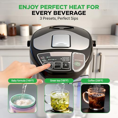 NutriChef Electric Water Boiler and Warmer - 5L/5.28 Qt Stainless Steel Hot Water Dispenser w/Rotating Base, Keep Warm Temperature Set, Auto Shut Off, Safety Lock, Instant Heating for Coffee & Tea