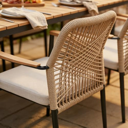 SUNSITT 9 Piece Outdoor Patio Dining Set w/Cushioned Woven Rattan Chairs