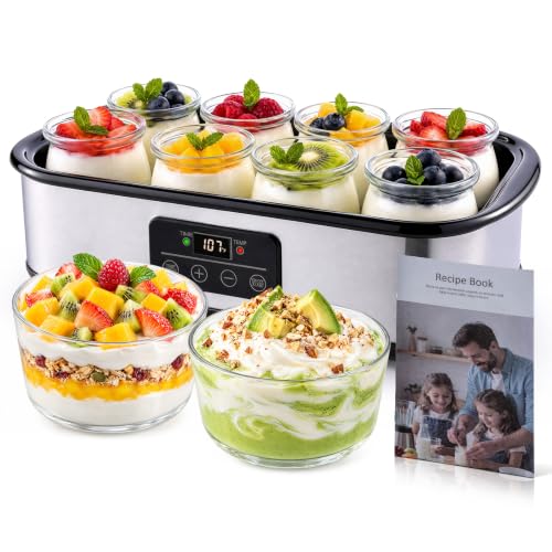 BTZHRI Yogurt Maker Machine, 2 x 1qt+8 x 6oz Greek Probiotic Yogurt Maker