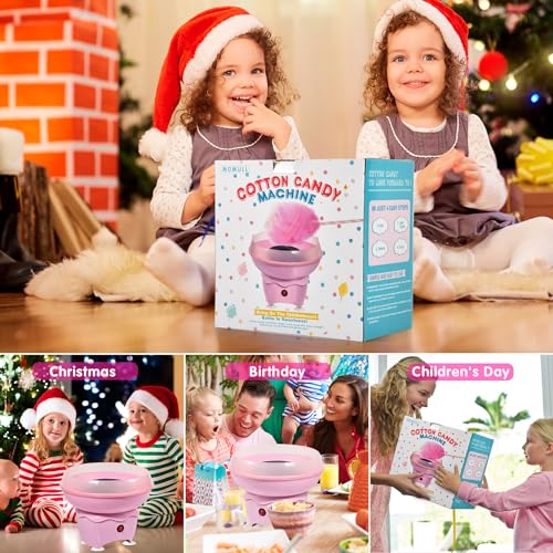 Cotton Candy Machine, Mini Cotton Candy Maker for Kids, Pink Vintage Candy Maker for Christmas Gift, Home, Birthday Family Party, Includes 20 Cotton Candy Sticks & Sugar Scoop