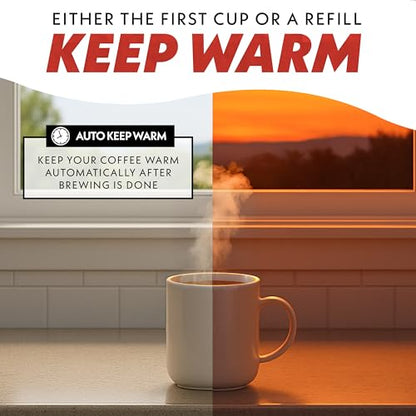 Gourmia 5 Cup One-Touch Drip Brew Coffee Maker – Pause and Serve, Automatic Keep Warm, Easy View Water Window, Compact, Stainless Steel Accents, Black