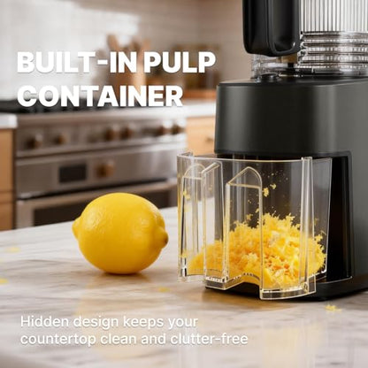 Cold Press Juicer, 5.5inch Wide Feed Chute Juicer Extractor Machine, Slow Masticating Juicer for Whole Vegetables & Fruits, Black