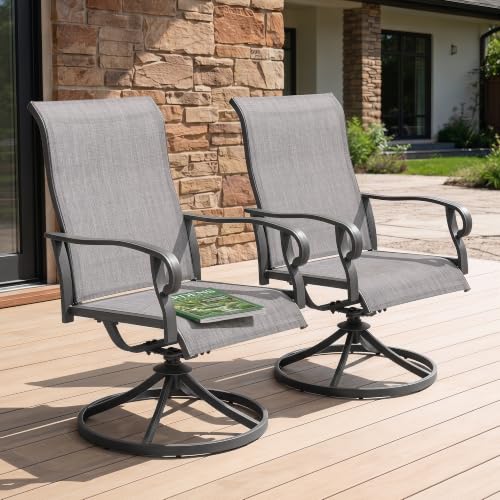 NUU GARDEN 2-Piece Patio Swivel Chairs, Swivel Dining Set, Light Gray