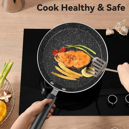 6 Inch Non-Stick Frying Pan with Non-Stick Coating, Egg Pan Omelette with Plastic Handle, Dishwasher Safe, Easy Cleanup, PFOA Free, Oven Safe Cooking Pan