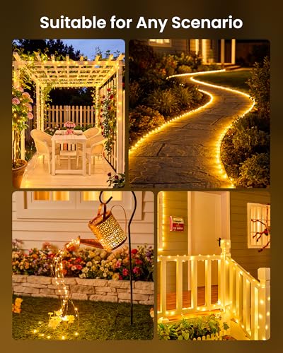Minetom 2 Pack Solar Fairy Lights, Total 66Ft 200 LED Solar String Lights Outdoor Waterproof with 8 Modes, Twinkle Lights for Outside Patio Yard Tree Party Wedding DIY Christmas Decor (Warm White)