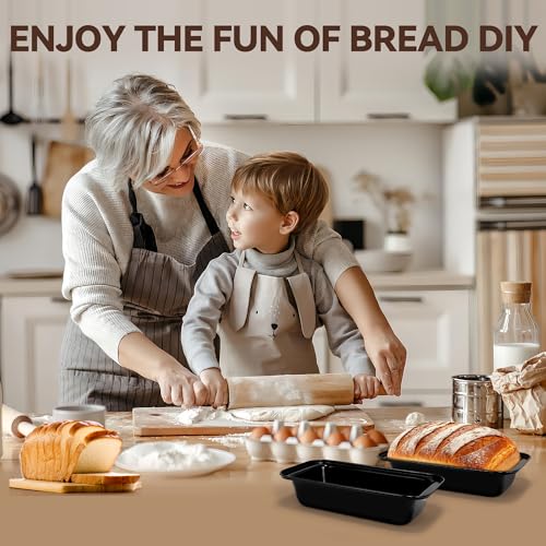 Yoehka 6 Pack Bread Pan Set, Non-Stick 8×4 Loaf Pans for Baking Homemade Bread, Sourdough, Brownies, Cake, Carbon Steel, Rectangle Baking Pans (Black)