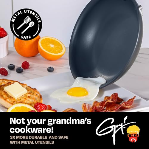 Guy Fieri's Flavortown Laser Titanium 12 Piece Set - Non-stick Cookware Set Without PFAS, PTFE, or PFOA, 3x More Durable, Dishwasher Safe, Oven Safe