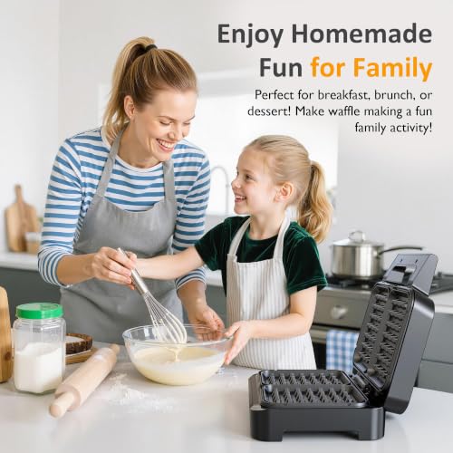 Sunvivi 2 Slices Waffle Iron - 5 Min Heat Up,Nonstick Belgian Waffle Maker