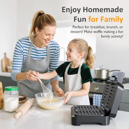 Sunvivi 2 Slices Waffle Iron - 5 Min Heat Up,Nonstick Belgian Waffle Maker
