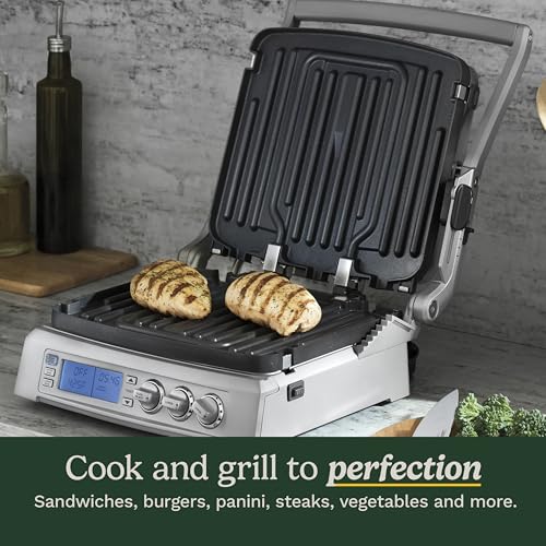 Cuisinart 6-in-1 Elite Griddler, Electric Grill, Griddle & Top Melt, 500°F Temperature Sear Function, LCD Screen, Dishwasher-Safe Cooking Plates, GR-300NAS, Stainless Steel
