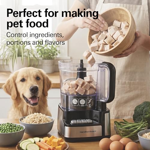 Hamilton Beach Stack & Snap Food Processor and Vegetable Chopper, BPA Free, Stainless Steel Blades, 12 Cup Bowl, 2-Speed 450 Watt Motor, Black (70725A)
