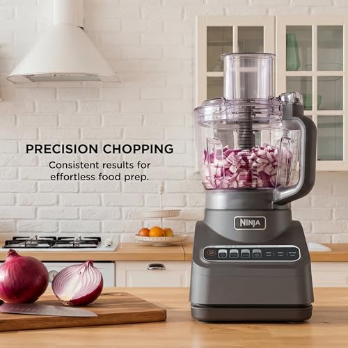 Ninja Food Processor, Professional Plus, 1000 Peak Watts, 4 Functions for Chopping, Slicing, Purees & Dough with 9-Cup Processor Bowl, 3 Blades, Food Chute & Pusher, Grey, BN601
