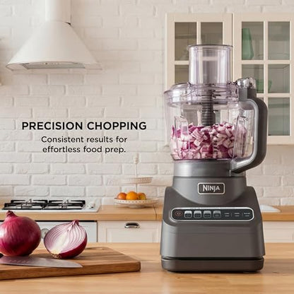Ninja Food Processor, Professional Plus, 1000 Peak Watts, 4 Functions for Chopping, Slicing, Purees & Dough with 9-Cup Processor Bowl, 3 Blades, Food Chute & Pusher, Grey, BN601