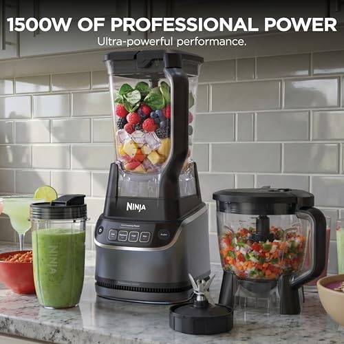 Ninja UltraCrush Professional Kitchen System | 1500W, 72oz Full-Size Blender, 8-Cup Food Processor & 18 oz To-Go Cup | Total Crushing Technology, Smoothies, Ice Crush, Chopping | Silver | BP401 (2026)