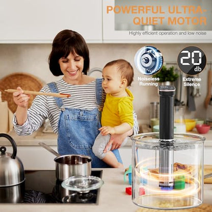 1100W Sous Vide Cooker for Steak & Tender Chicken Sous Vide Machine Ultra-Quiet Immersion Circulator with Precise Touch Control & Digital Timer, Fast Heating, IPX7 Waterproof