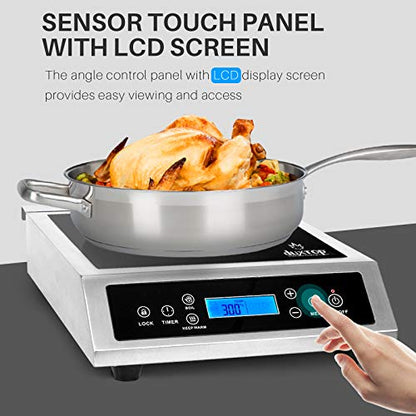 Duxtop Professional Portable Induction Cooktop, Commercial Range Countertop Burner, 1800 Watts Induction Burner with Sensor Touch and LCD Screen, P961LS/BT-C35-D, Silver/Black