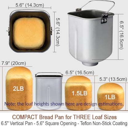 KITCHENARM 19-in-1 HANDY Bread Machine with Homemade Cycle and Gluten Free Setting - Beginner Friendly 2LB 1.5LB 1LB White Bread Maker Machine with Recipes and Delay Timer