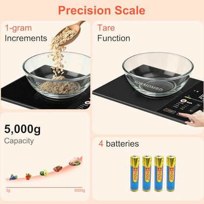 Smart Kitchen Food Scale with Nutritional Calculator, Calories, Fat, Carbs & Protein Tracker, Digital Kitchen Scale for 9999+ Foods, Healthy Diet, Food Preload, Personal Goals, Free App, 11 lb-01