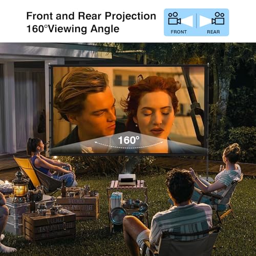 STWUI Outdoor-Projector-Screen-with-Stand - 120 inch Portable Projection Screen Indoor Outdoor Projector Screens 16:9 4K HD Lightweight Movie Screen with Carry Bag for Backyard Movie Night