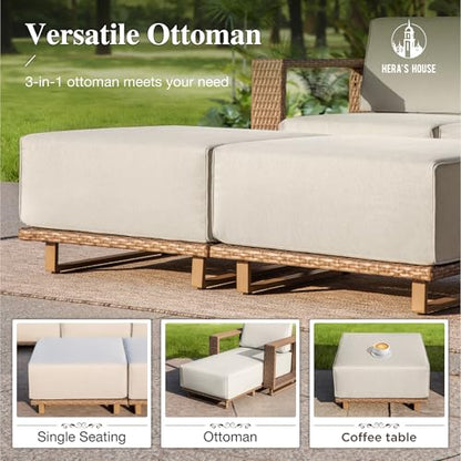 HERA'S HOUSE 8-Piece Patio Sectional Furniture Set with 10" Thick Cushions