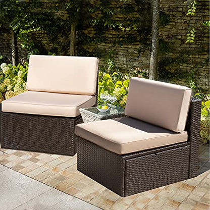 Devoko 2 Pieces Patio Furniture Sets,Outdoor Sofa,Small Sectional Couch