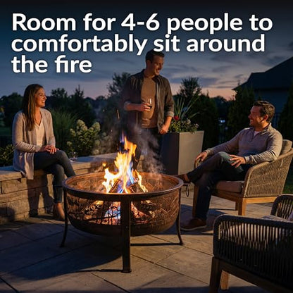 Sunnydaze 30-Inch Fire Pit with Spark Screen, Water-Resistant Cover, Metal Grate, and Fireplace Poker - Northwoods Fishing