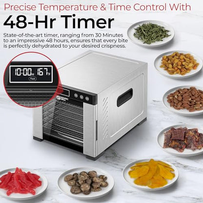Magic Mill Pro 7-Tray Stainless Steel Food Dehydrator | Digital Timer & Temperature Control, Keep Warm Function, ETL Approved (Renewed)