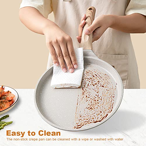 Bobikuke 8 inch Crepe Pan, Nonstick Pan for Crepes Omelette Tortillas,White