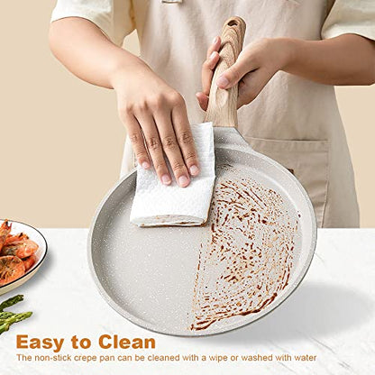 Bobikuke 8 inch Crepe Pan, Nonstick Pan for Crepes Omelette Tortillas,White