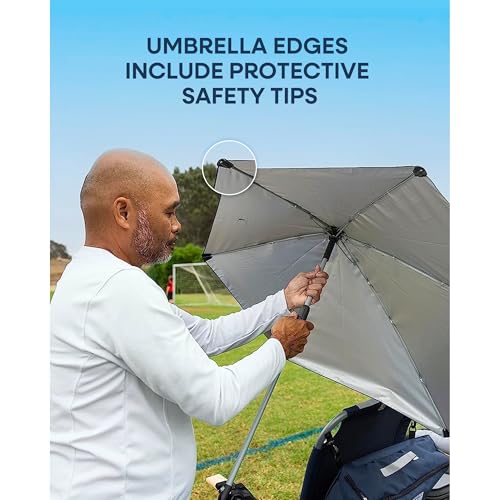 Sport-Brella Versa-Brella SPF 50+ Adjustable Umbrella with Universal Clamp, Regular, Gray