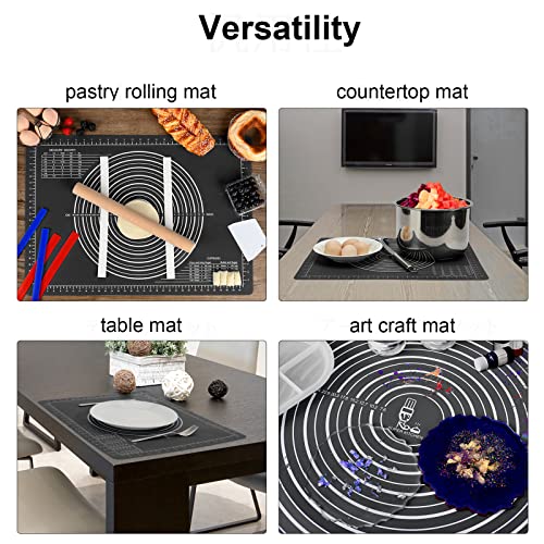 Non-Slip Silicone Pastry Mat Jumbo 31''by 24'' for Non Stick Baking Mats, Table/Countertop Placemats, Dough Rolling, Kneading/Fondant/Pie Crust Pad by Super Kitchen