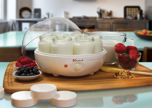 Euro Cuisine YM80 Electric Yogurt Maker Machine- Promote Gut Health with Probiotic Rich Homemade Yogurt -Home Yogurt Incubator with Glass Jars, White