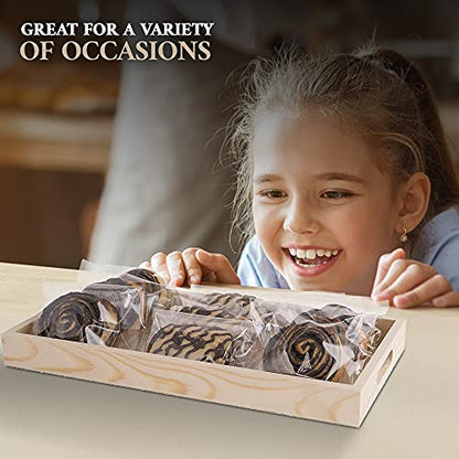 Wooden Serving Trays with Handles - 7 Piece Nested Breakfast Set - Perfect for Organizing, Bathroom, Party Buffet & Serving