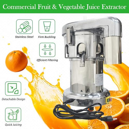 DINENOVATE Commercial Centrifugal Juicer Machine 750W, Stainless Steel Electric Fruit & Vegetable Juice Extractor with Automatic Pulp Separation (11-30 lb/min) for Restaurant & Bar