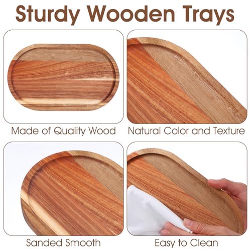 IANFAN 6 Pcs Wood Serving Board Bulk, 10 Inch Long Wooden Charcuterie Boards Oval Acacia Wood Serving Platters and Trays Small Cheese Board for Kitchen Food Bread Dessert Appetizer