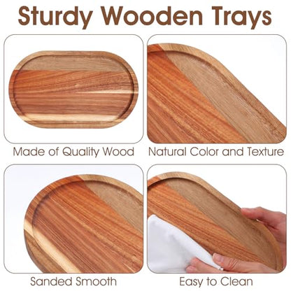 IANFAN 6 Pcs Wood Serving Board Bulk, 10 Inch Long Wooden Charcuterie Boards Oval Acacia Wood Serving Platters and Trays Small Cheese Board for Kitchen Food Bread Dessert Appetizer