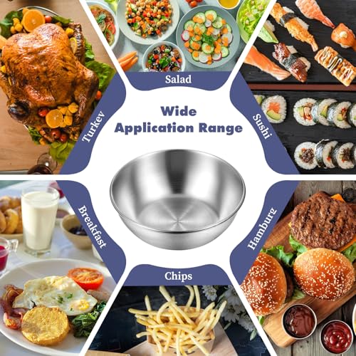 Exclaith 16 Pack Small Stainless Steel Bowl Sauce Dishes 3.5 inch Round Seasoning Dishes Small Sushi Dipping Bowls for Prep Appetizer Plates Set for Kitchen, Reusable and Dishwasher Safe