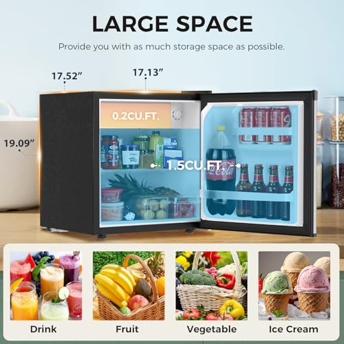 Antarctic Star 1.7 Cu.Ft Compact Refrigerator,Adjustable Thermostat,Removable Glass Shelf,Single Reversible Door Mini Fridge for Bedroom,Office,Dorm,Silver
