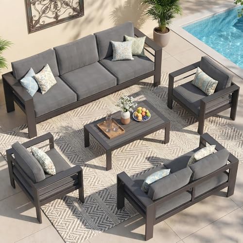 Patio Furniture Set, Aluminum Outside Furniture, Sofa with 10" Back Cushion