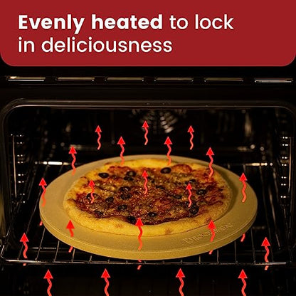 K ROCKSHEAT 15 Inch Round Pizza Stone for Oven Grill BBQ, Cordierite Large Pizza Grilling Stone, Durable Bread Baking Stone 15"