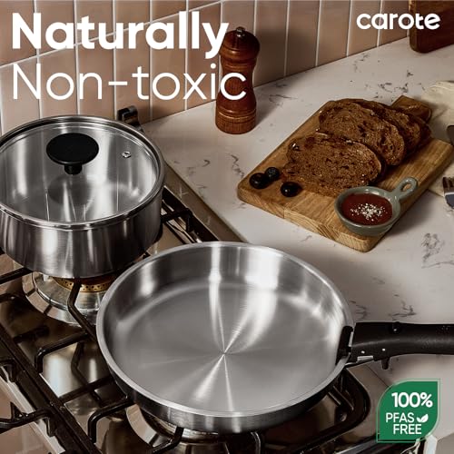 CAROTE Pots and Pans Set, Stainless Steel Cookware Set Detachable Handle, 15pcs Induction Kitchen Cookware Sets with Removable Handle, RV Cookware Set, Oven Safe, Mothers Day Gifts