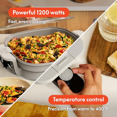 bella Fits-Anywhere™ SAUTE XL Make & Take Skillet, Non-Toxic, Oatmilk