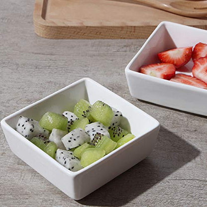 Foraineam 10-Piece Porcelain Ramekins, 4 Ounce Ramekin Bowl Set Square Baking Dipping Bowls