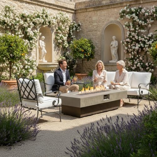 Asunrise Outdoor Fire Pit Table Propane Gas Fire pits Outdoor Fireplaces 54'' Rectangular Firepit Table, 50,000 BTU Fire Table for Patio Set, Three Options of Assembled Hight Grey.
