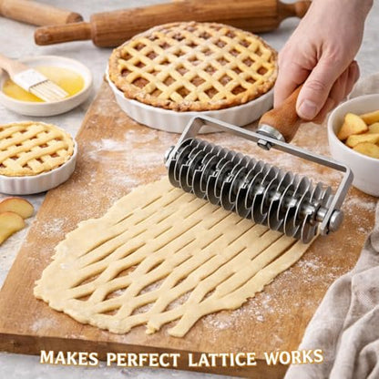 Pastry Lattice Roller Cutter，Stainless Steel Pie Crust Cutter Tool for Pastry Dough, Pizza Bread and Beef Wellington