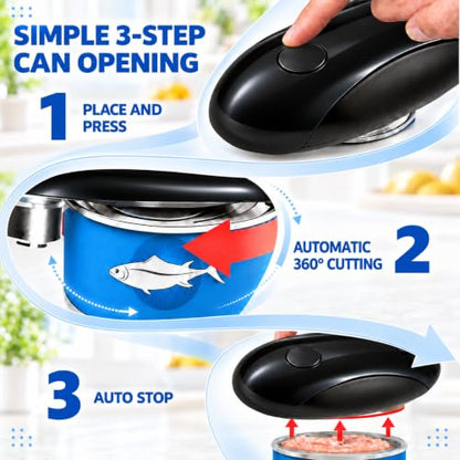 PPLJQS black Cordless Electric Can Opener, Rechargeable Kitchen Gadget