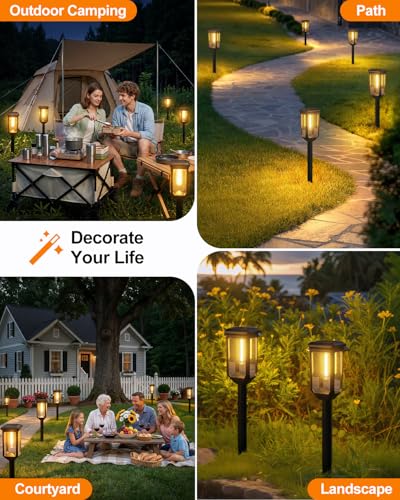 Tenmiro-Solar-Pathway-Lights-Outdoor-8-Pack-LED-Solar-Powered-Garden-Lights-Waterproof-IP65-Auto-On/Off-Outdoor-Light-for-Yard-Lawn-Patio-Path-Walkway-Driveway-Landscape-Lighting-Decor-3000K