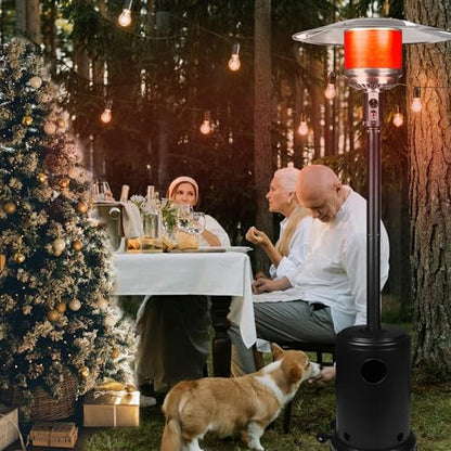 Omnarevo 50,000 BTU Propane Patio Heater with Wheels – Outdoor Gas Heater for Backyard, Garden & Restaurant, Powder-Coated Steel Body with Easy Ignition & Safety Shut-Off (w/o waterbox)