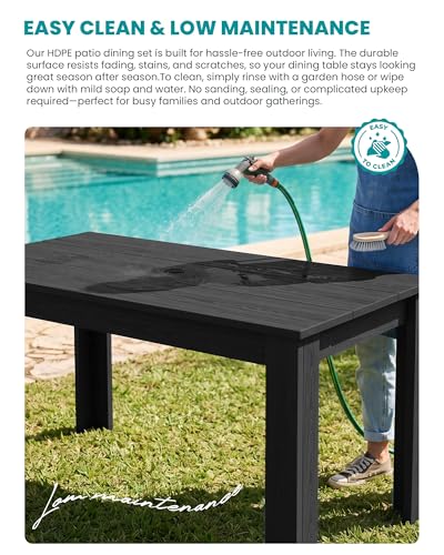 SERWALL Outdoor Dining Set for 10, w/ 2 Tables & 10 Chairs, Black